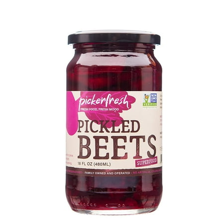 Pickerfresh Pickled Beets - Crinkle Cut Sliced Beetroot - Simple Natural Ingredients - Non-GMO  No Artificial Color & No Preservatives - 16 oz Pack of 6