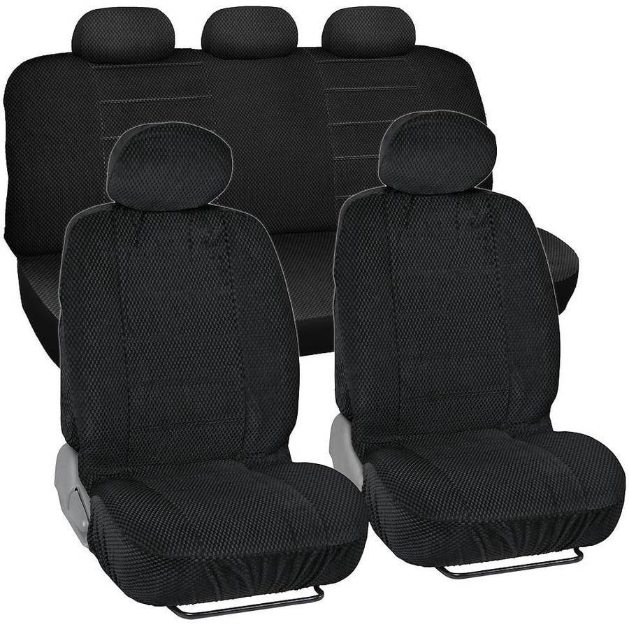 BDK Scottsdale Checkered Cloth Car Seat Covers, 9pc, Front and Rear