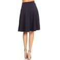 thumbnail image 3 of Moa Collection Women's Essential Elegance A-Line Midi Skirt Timeless Comfort with High Waist Elastic, 3 of 4