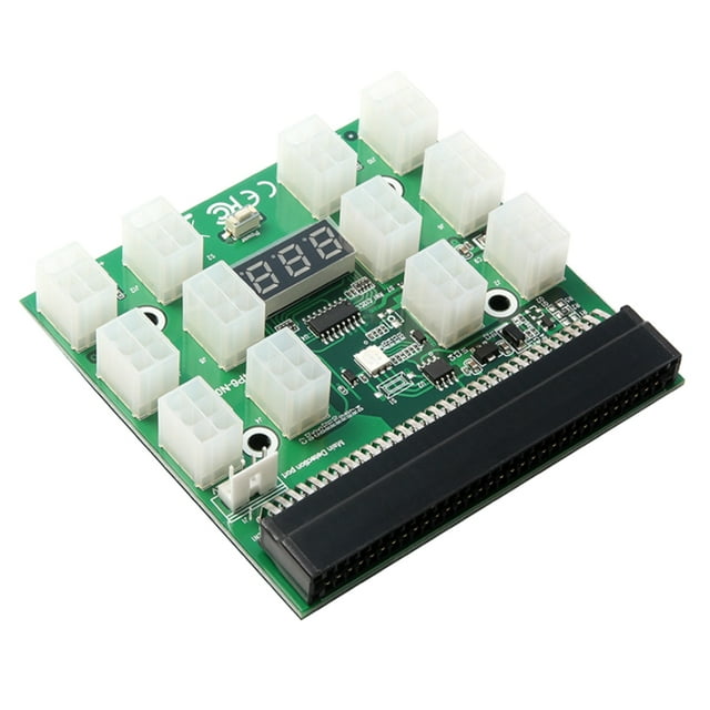 Graflsoa GPU Mining Power Splitter Board with LED Display, 1200W Server Power Adapter Plate, 2OZ Copper Thickness, Optional 6 Wires, Compact Design for Efficient Mining Operations