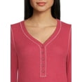 thumbnail image 4 of Time and Tru Women's Long Sleeve Henley Top, 4 of 5
