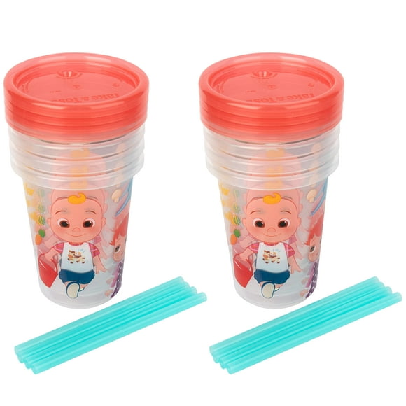 Gobelets à Paille pour Tout-Petits Take Toss cocomelon - Gobelets pour Tout-Petits avec Couvercle et Paille Amovible - Essentiels pour Bébé - 10 Oz - 8 Unités