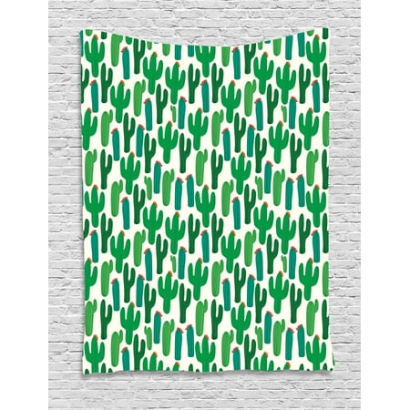 Exotic Tapestry, Vibrant San Pedro Cactus Foliage Climate Desert Flourishing Mexican Plants, Wall Hanging for Bedroom Living Room Dorm Decor, 60W X 80L Inches, Forest Green Red, by (Best Plants For Desert Climate)