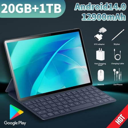 New Flagship Tablet 2025 Android14 Tablet, 14 Inch Tablet,5G Wi-Fi Tablet Computer,2 In 1 Tablet with Keyboard, 20GB RAM 1000GB ROM ,Snapdragon 10-core processor,3840* 2160 IPS,Bluetooth5.0,GPS