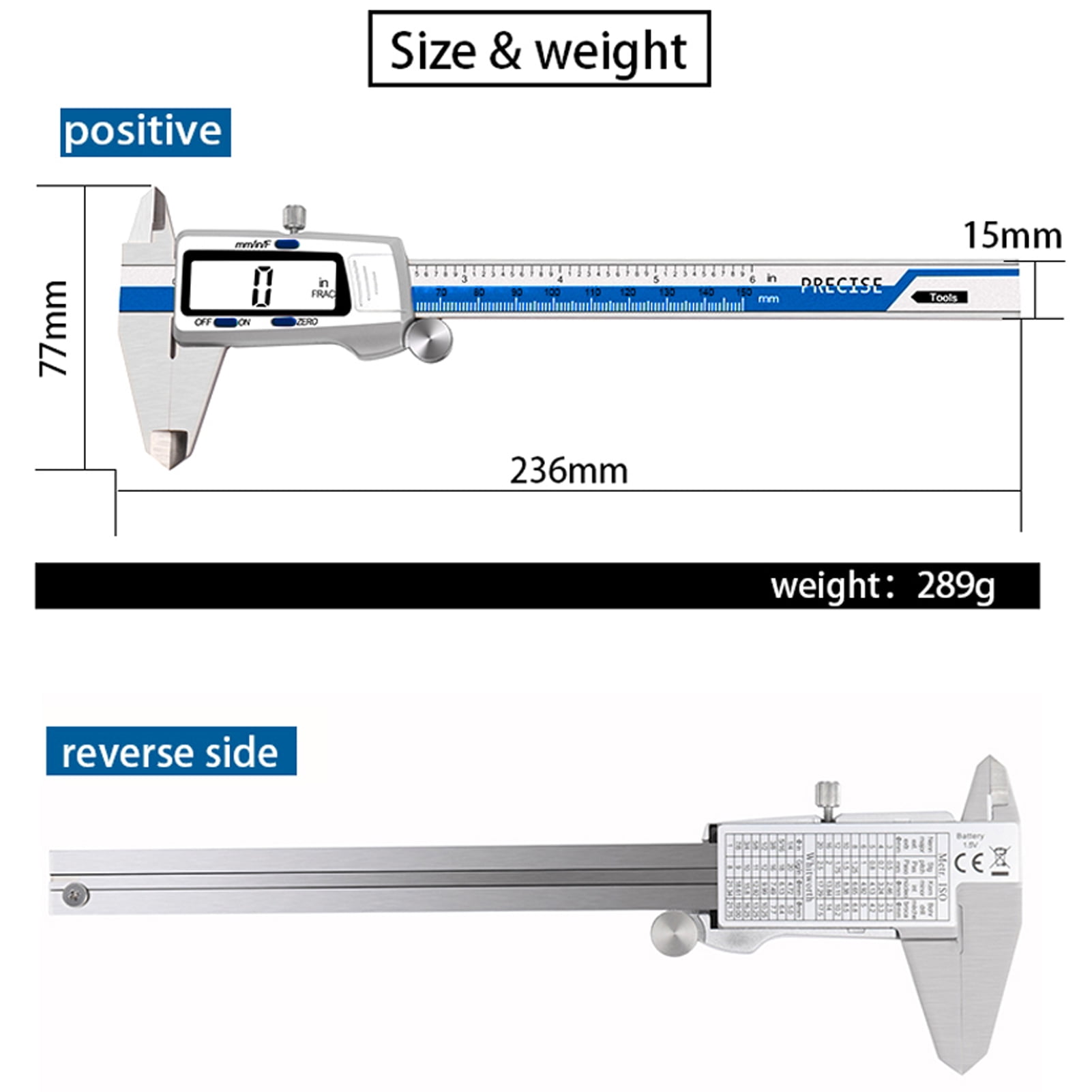 Sorven Electronic Micrometer Caliper Electronic Digital Caliper Stainless Steel Slide Caliper Measuring Tool Electronic Micrometer Caliper with Large LCD Screen 3 Measurement Units Switchable