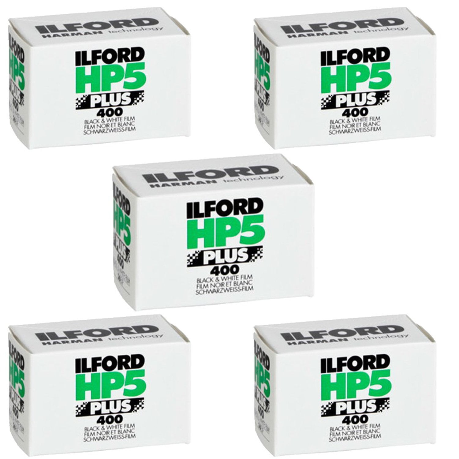 Ritz Camera Pack of 5 Ilford 1574577 HP5 Plus Black and White Print Film 35 mm ISO 400 36 Exposures