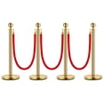 thumbnail image 1 of BeesClover Gold Stanchion Post Queue,38 Inch Stanchion Posts Queue with 5 ft Red Velvet Rope,Ropes Safety Barriers Set,Crowd Control Barriers Queue Line Rope for Theater Party Museums, 1 of 7