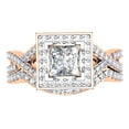 thumbnail image 1 of 1.40 Carat (ctw) 14K Rose Gold Princess & Round Cut Diamond Ladies Twisted Split Shank Bridal Halo Engagement Ring With, 1 of 2