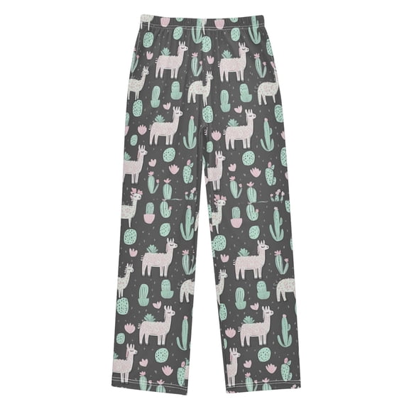 FORMRS Kids Pajama Pants with Pockets Size 6-8Y Boys Lounge Sleep Bottoms, Cute Llamas Pattern