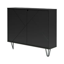 Nexera Slim Modern Wood Accent Cabinet with 2 Doors, Black