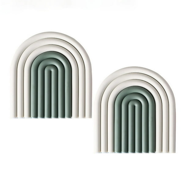 Juego de 2 posavasos de silicona con diseño de arcoíris, flexibles y antideslizantes. Verde
