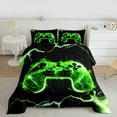 thumbnail image 2 of Manfei Green Black Gamepad Full Size Comforter Sets,Modern Gamer Bedding Comforter Set,Kids Video Game Bedding Sets,Ultra Soft Home Decor Reversible,3-Piece, 2 of 8