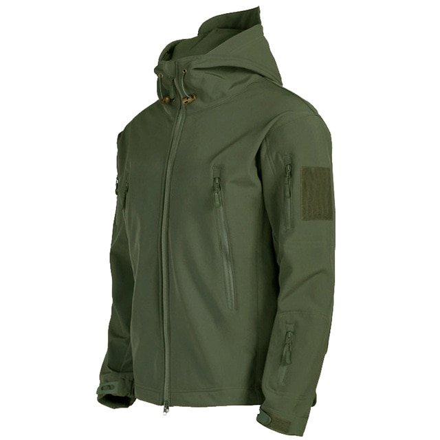 REDHOTYPE Men's Outdoor Waterproof Soft Shell Hooded Tactical Jacket Warm Fleece Military Hiking Jacket