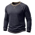 thumbnail image 3 of Men's Long Sleeve Crew Neck Pullover T Shirt Casual Fashion Solid Color Slim Fit Sports Tops Fall Winter Lightweight Soft Comfort Shirts, 3 of 7