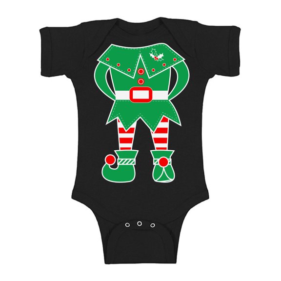 Awkward Styles Christmas Baby Outfit Bodysuit Green Elf Xmas Romper
