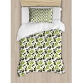 thumbnail image 1 of Italy Duvet Cover Set Twin Size, Black and Green Olives on Branches with Foliage Designed on Plain Backdrop, Decorative 2 Piece Bedding Set with 1 Pillow Sham, White and Multicolor, by Ambesonne, 1 of 3