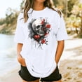 thumbnail image 2 of Sexlip Womens Swimsuit Set Dripping Rose Skull Print Cover Up Design Crew Neck Short Sleeve Loose Silhouette Lightweight Fabric for Beach Vacations White S, 2 of 4