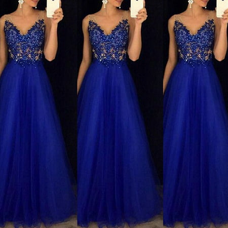Formal Wedding Bridesmaid Long Evening Party Ball Prom Gown Cocktail Maxi Dress Size