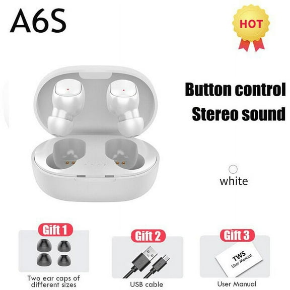A6S Bluetooth Earphones E6S Fone Bluetooth Wireless Earbuds with Microphone Sports Wireless Stereo Headsets 350mAh Charging Box