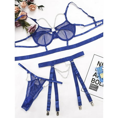 

Lace Lingerie Bra Thong Garter Belt Set