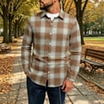thumbnail image 3 of Rvwovn Men's Plaid Flannel Long Sleeve Shirt Collar Button Front Vintage Casual Fall Layering Top, 3 of 7