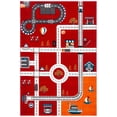thumbnail image 2 of SAFAVIEH Carousel Kids Devan Train Track Area Rug, Red/Ivory, 6'7" x 9', 2 of 11