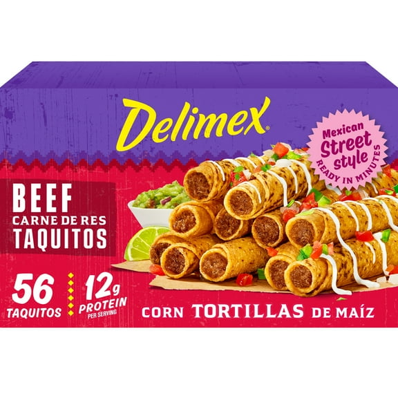 Delimex Beef Corn Taquitos Frozen Snacks & Appetizers, 56 Ct Box Jumbo
