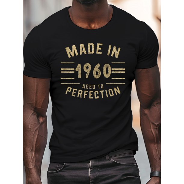 Made in 1960, Aged to Perfection" Men's T-Shirt - Casual Crew Neck, Short Sleeve, Lightweight & Comfy for Summer