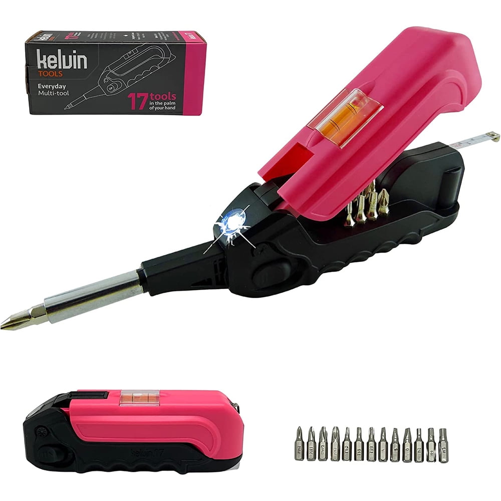 Kelvin K17BLKPNK-01 The Everyday Multi-Tool with Flashlight Pink 2 Pack