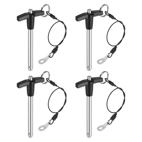 Uxcell 4Pack T Handle Lock Pins, 8mm x 60mm Usage Length Stainless Steel Push-Button Quick Release Pin