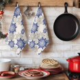 thumbnail image 6 of Geometric Flower Kitchen Towels Set of 1, Vintage Country Floral Blue Grey on Linen Absorbent Dish Towels for Kitchen, Microfiber Hand Towel, Quick Drying Tea Towel for Cleaning Decorative Dishcloths, 6 of 7