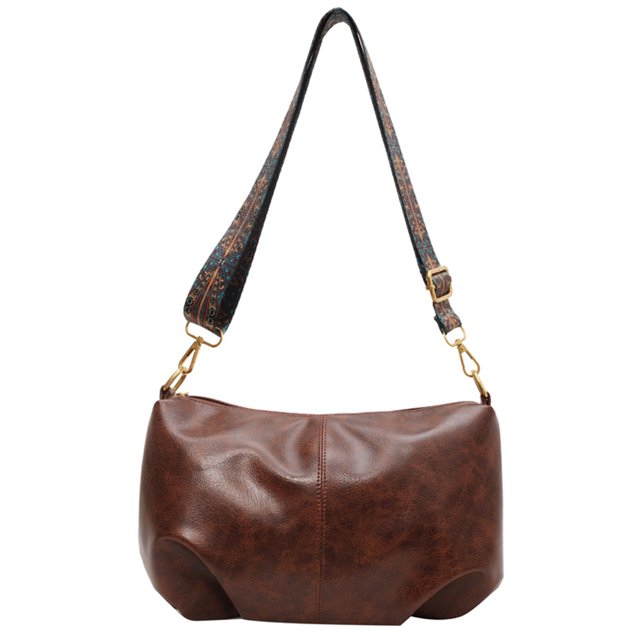 Bolso bandolera de cuero PU con correa ajustable para mujer (café)