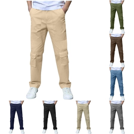 Byoo Little Boy s Drawstring Pocket Sweatpants Wide Leg Trousers Street Casual Bottoms Beige