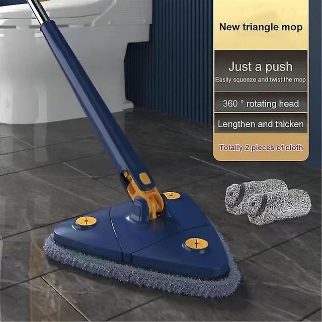 Trapeador de limpieza ajustable giratorio 360, trapeador triangular telescópico para bañera/