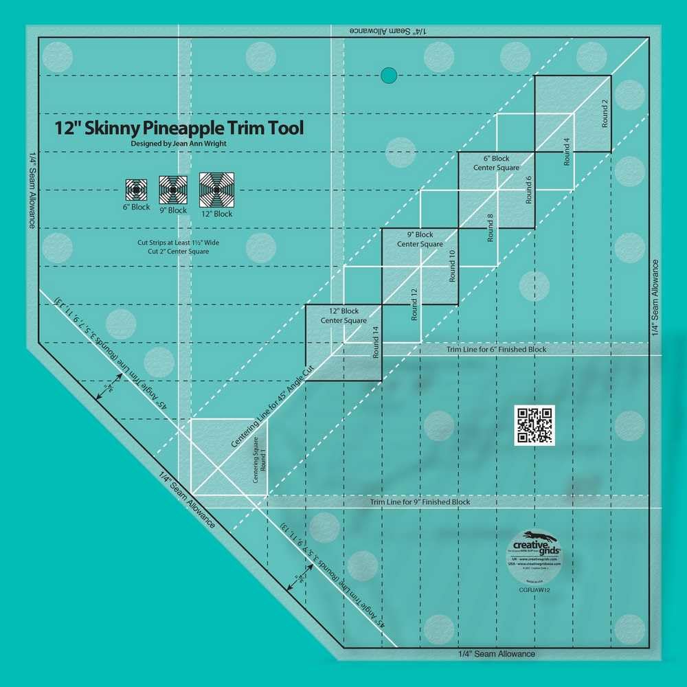 Creative Grids Quilt Ruler 12in Skinny Pineapple Trim Tool