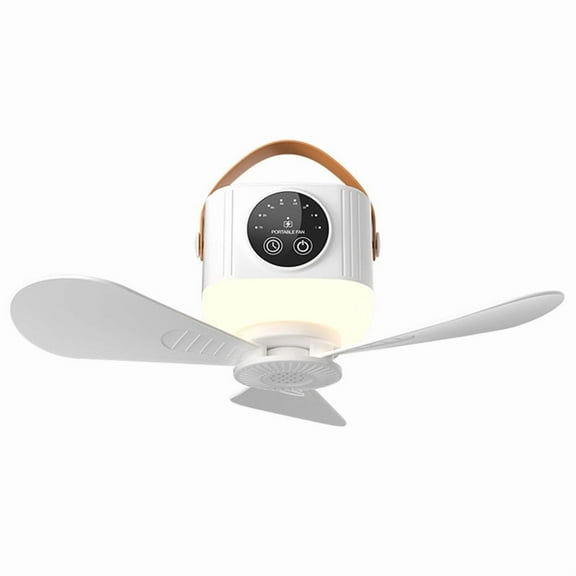 USB Rechargeable Ceiling Fan with Night Lamp - Large Wind, Removable Blades, 3600mAh, Ideal for Home & Outdoor