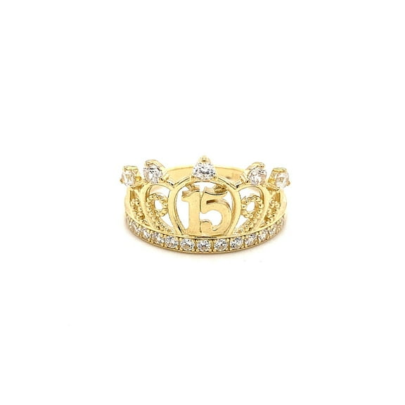 10k Quinceanera Royal Crown CZ Ring