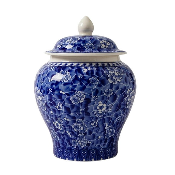 Pot de Gingembre Traditionnel en Céramique avec Couvercle Pot de Gingembre Asiatique pour le Style de Comptoir à la Maison B