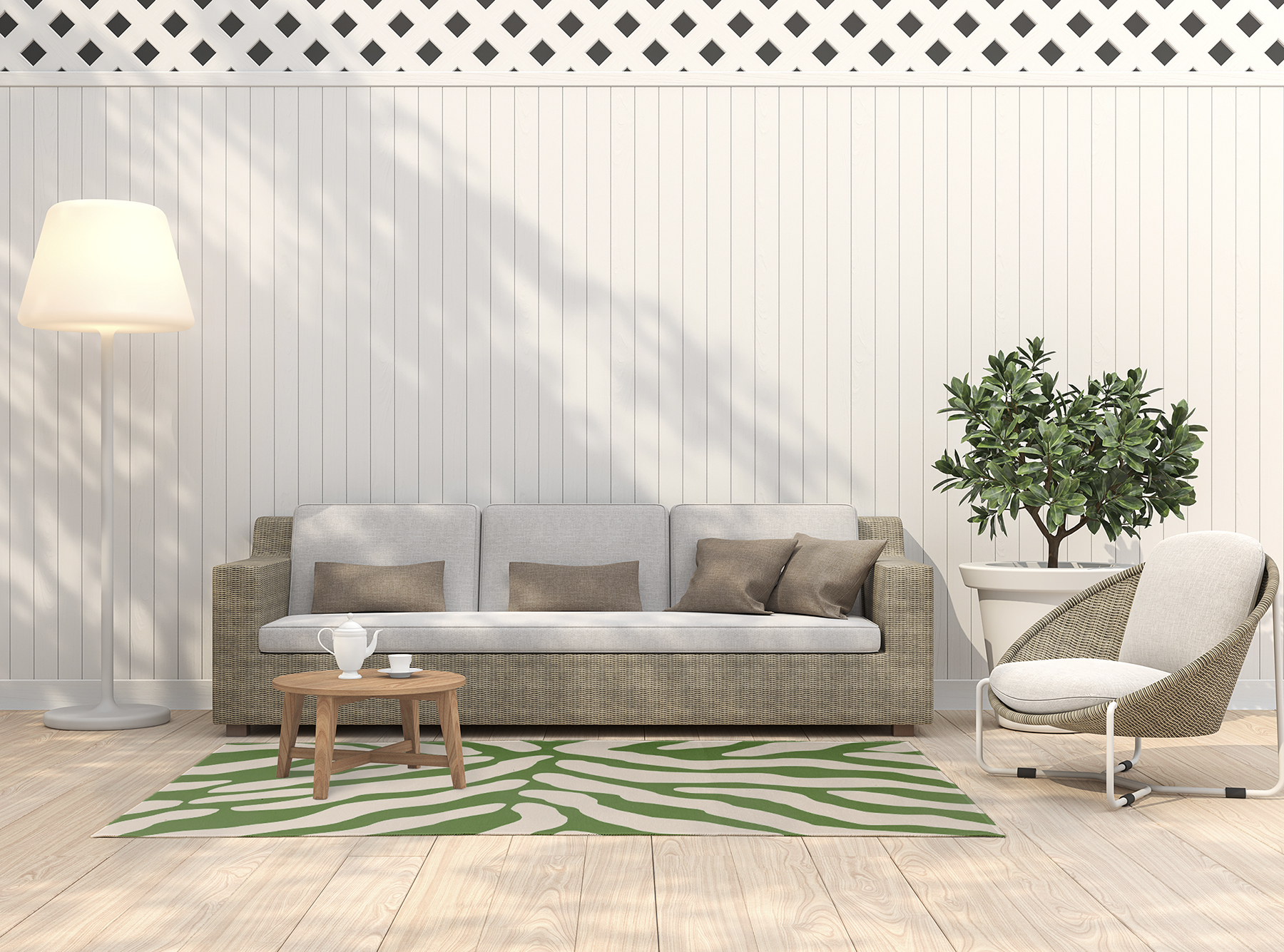 Simply Daisy 5' x 7' Light Olive Animal Stripe Spring Chenille Indoor/Outdoor Rug
