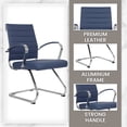 thumbnail image 4 of LeisureMod Office Chair Upholstered Leather Computer Chair with Stainless Steel Frame Benmar Series in Navy Blue, 4 of 12