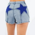 thumbnail image 4 of Women High Waisted Star Patchwork Denim Shorts Stretchy Raw Hem Jean Shorts Y2K Casual Summer Distressed Hot Pants 2025 Trendy Streetwear, 4 of 8