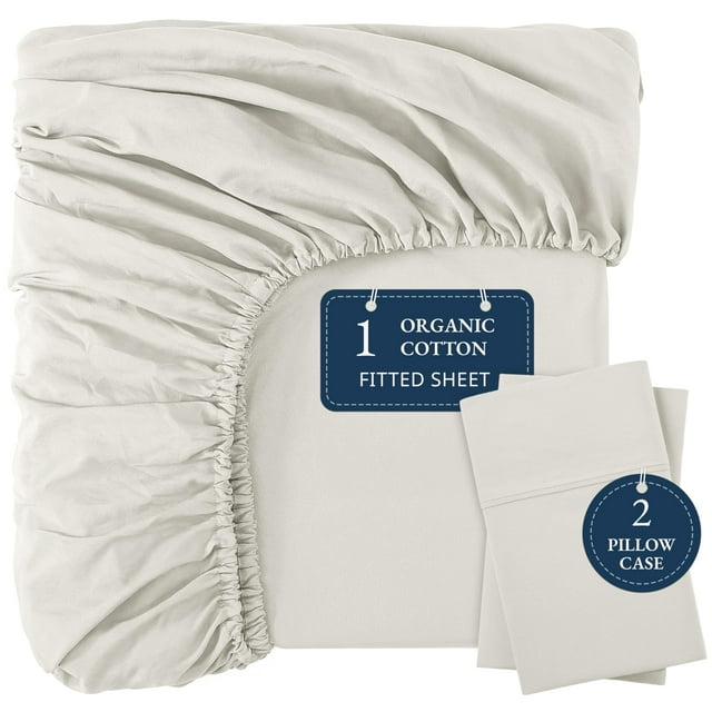 Juego de sábanas ajustables LANE LINEN, tamaño completo, 100% algodón orgánico