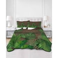 thumbnail image 2 of Quilts Full Size Bedding Set, Tropical Leaves Lightweight Quilted Comforter, Summer Botanical Monstera Leaf Wooden Brown Reversible Bedspread Coverlet with Pillow Covers for All Season, 78" x 90", 2 of 7