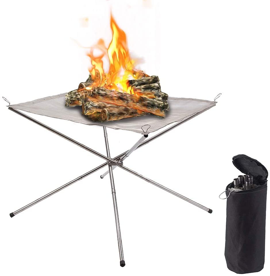 Dyfrio Camping Fire Pit Stainless Steel Mesh Collapsible Fire Pit ...