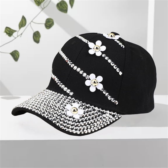 VLOOCKLW Studded Rhinestone Baseball Cap Crystals Adjustable Ponytail Mesh Baseball Cap Shiny Bling Casual Sports Cap Breathable Sun Hat