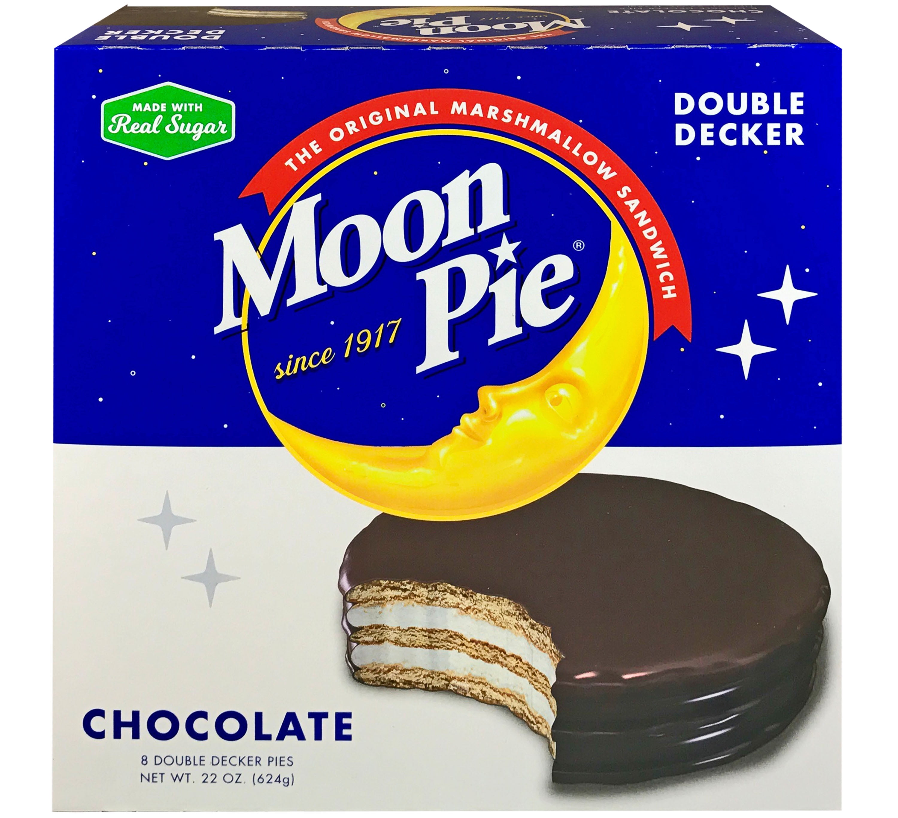 (4 pack) MoonPie Double Decker Chocolate Marshmallow Sandwich, 22 oz, 8 Count – A Rich Chocolate Snack Cake with Double Layers of Marshmallow
