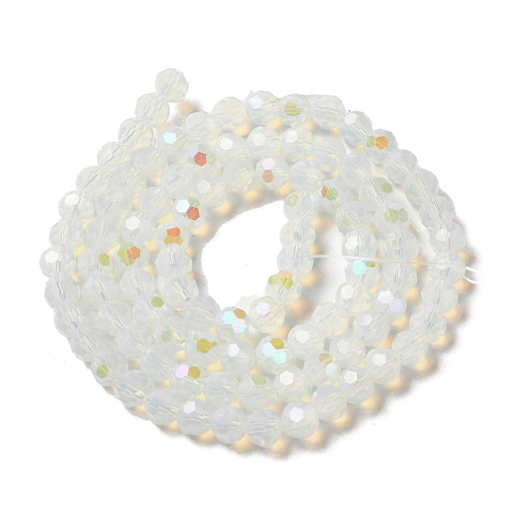 Imitation Jade Glass Beads Strands Faceted Round WhiteSmoke 6x5.5mm Hole: 0.9mm 94~97pcs/strand 21.06~21.18''(53.5~53.8cm)