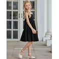 thumbnail image 5 of Arshiner Tie Back Dresses for Girls Casual Summer Adjustable Strap Little Kids Black Wedding Dress with Pockets Girls Spring Dresses Size 10-12, 5 of 6