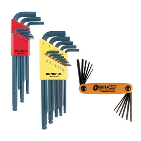 UPC: 0037231141301 | Bondhus 14130 TriplePK Balldriver L-wrench Sets GorillaGrip Hex Set