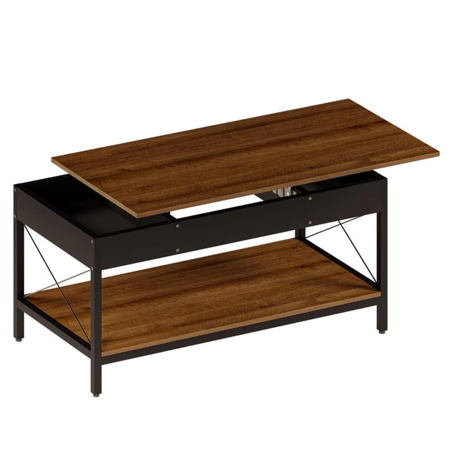 Mubson Mesa de centro con Doble Repisa y Compartimiento Plegable Piare